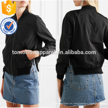 Black Bomber Jacket OEM / ODM Manufacture Wholesale Fashion Women Apparel (TA7003J)